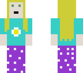 girl with gold hair and daisy shirt polka dot pants