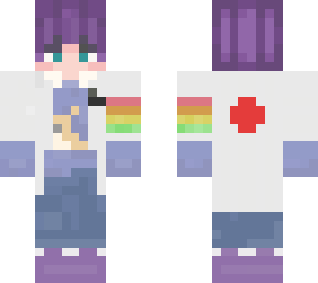 purple guy with lgbt flag with doctor's gown