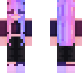 aesthetic bi pink purple blue demon girl with horns ombre hair