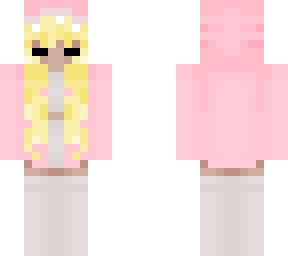 blond girl in pink shark outfit