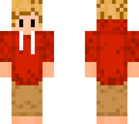 blonde hair red hoodie