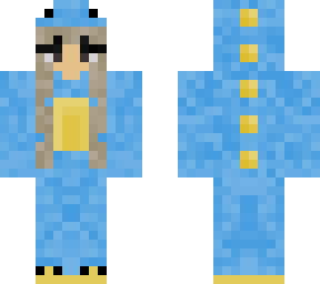 blue dino (girl) brown-ish hair