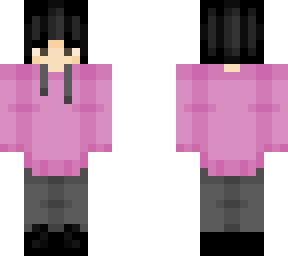 pink hoodie black hair :)