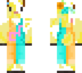 yellow goat with dinosaur overalls