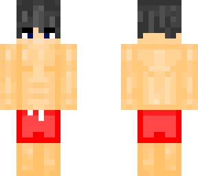 a boy in swim shorts