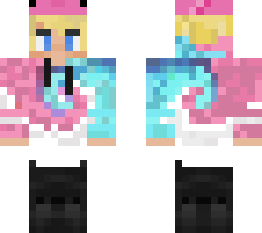 pink & blue tie dye blonde boy w/ axolotl hat
