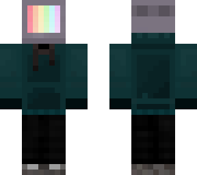 tv head in a dark teal hoodie