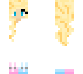 blonde girl rainbow jacket and bunny slippers