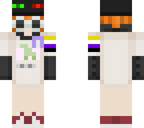 dino hoodie girl but ranboo hat and lavender ribbon