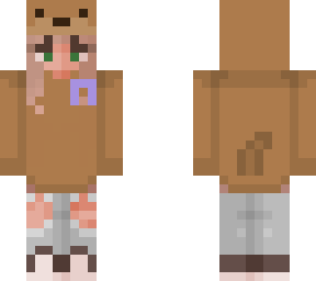 girl in otter hoodie with lavender ribbon(for techno)