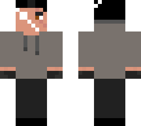 maverick the tf2 spy in black jeans, grey hoodie/sweater and with white eyepatch