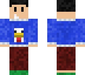 a blue chicken sweater
