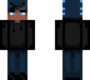 blue axie hat and black jacket
