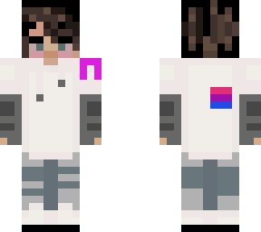 boy with bi flag and cancer ribbon