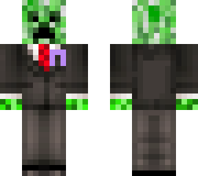 creeper in a suit with lavender bow