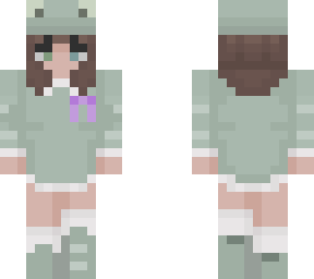 frog girl hoodie with purple ribbon