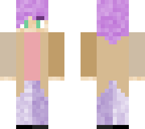 purple hair green eye unisex person
