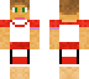 red and white top with shorts and cancer ribbon