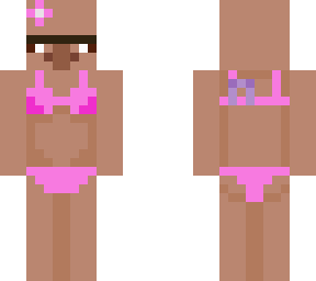 villager in bikini with cancer ribbon