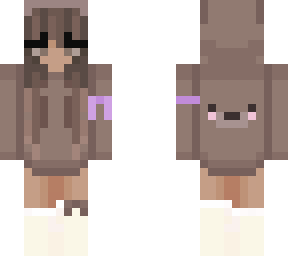 bear hoodie girl (with lavender ribbon)