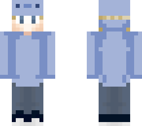 cute blonde axolotl hoodie and hat boy(blue)