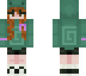 girl in a frog hoodie + cancer support ribbon (ginger version)