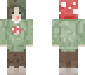 mushroom gender nuetral person, goblincore, split hair dye, green and blonde