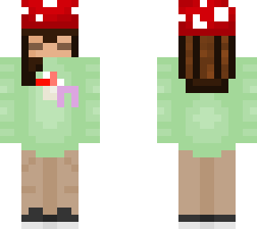 mushroom girl with cancer support ribbon
