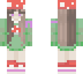 mushroom girl with lavender ribbon