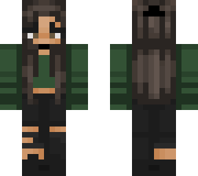 black ripped jeans w green top