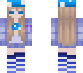 blue mushroom girl with purple ribbon