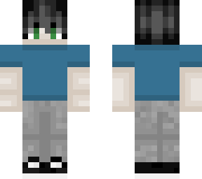 cleora hairbase, blue shirt grey jeans.