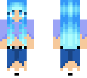 crop top and jeans blue hair
