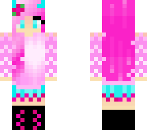 cute crazy gamer demon flower pink cyan girl