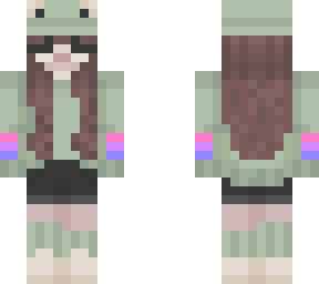 demon frog girl with bi flags