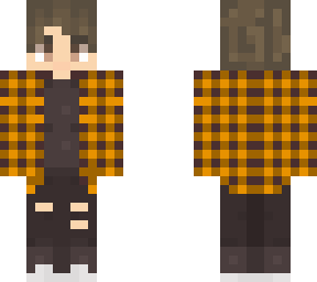 minecraft boy with orange flanel