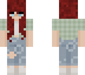 red head white green button up top
