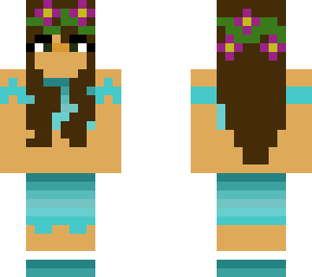blue girl with flowers