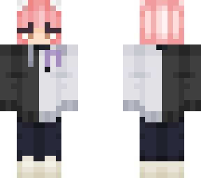 pink hair girl w black and white hoodie lavender ribbon vers.