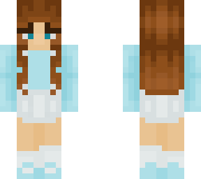 a soft blue sweater with a white skirt