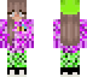 girl, green and purple