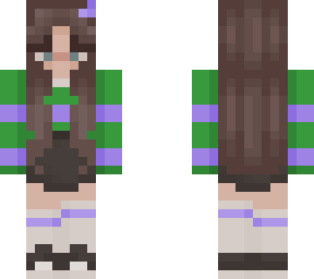girl in green + purple sweater