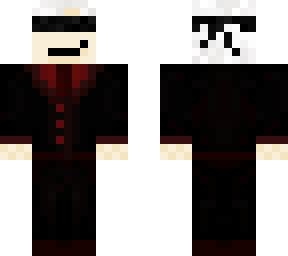 white haired man with blindfold in suit (outer layer too!)