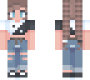 girl with black and white shirt and ripped jeans