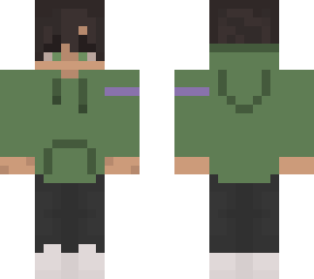 green hoodie with purple ribbon for technoblade