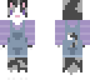 purple cat in overalls