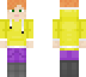 alex with yellow hoodie and purple pants