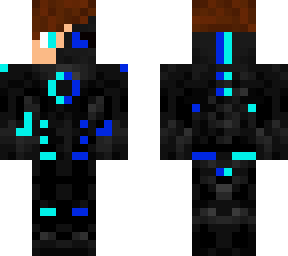blue and cyan cyborg
