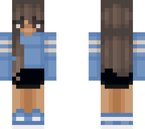 blue hoodie an skirt girl