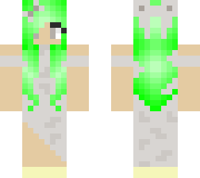 green haired girl with silver dress